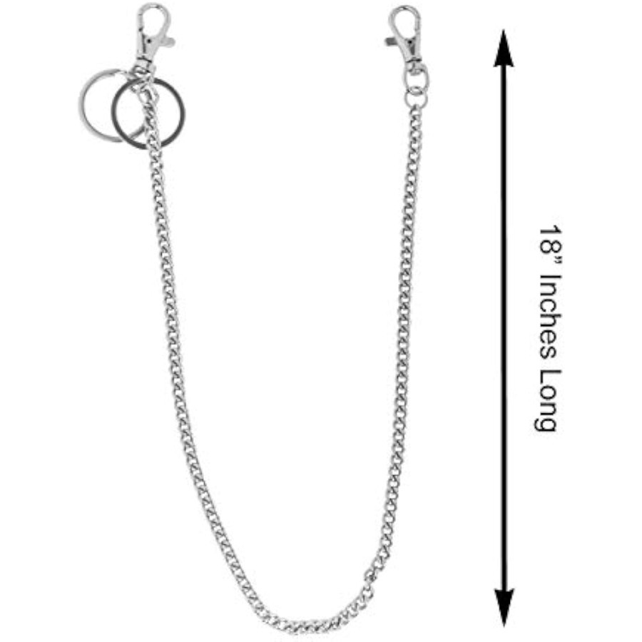 Super Z Outlet 18" Silver Nickel Plated Pocket Keychain String with Bo