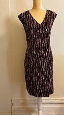 Halston Dot Striped Blossom Belted Dress Women Size Large Secretary