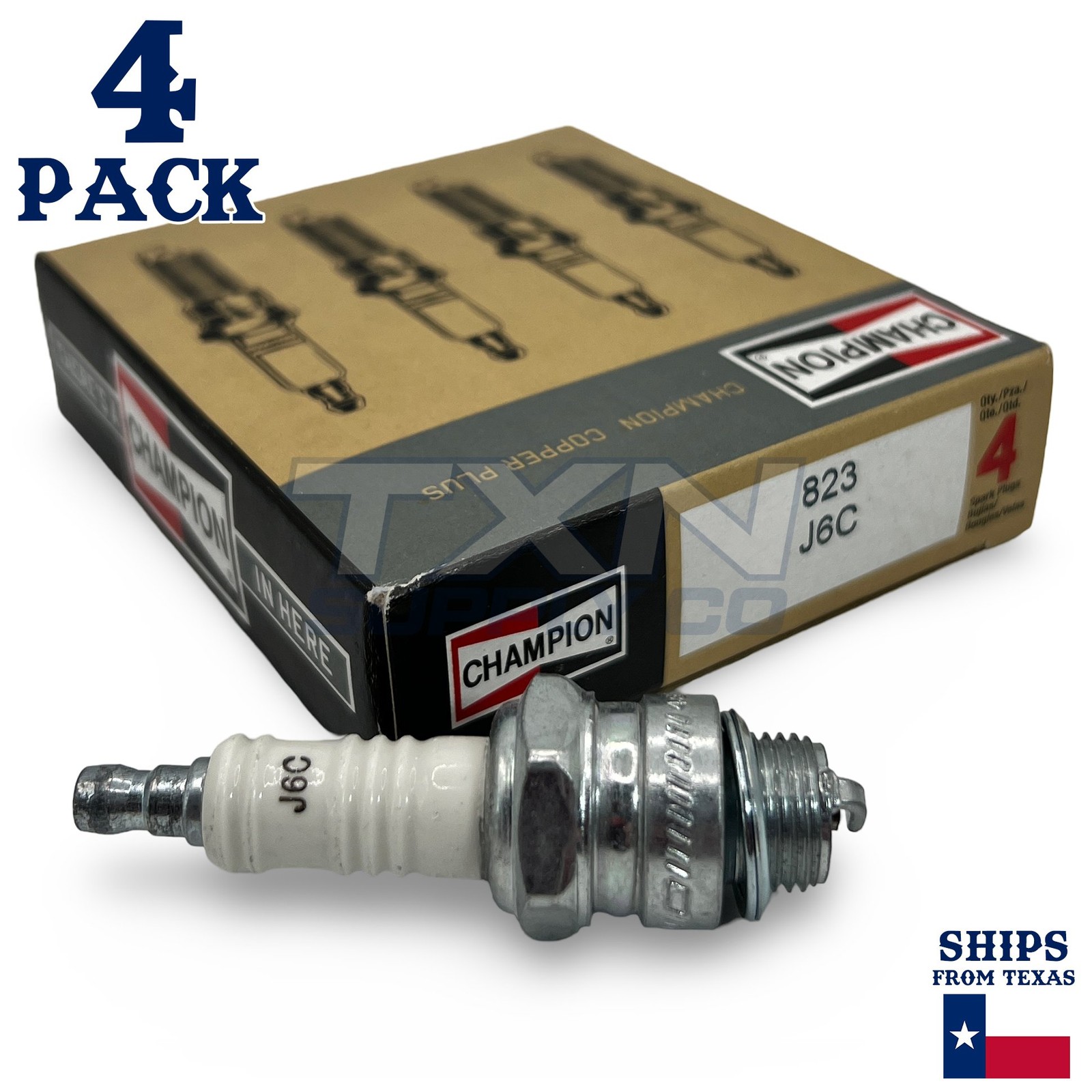 Champion 823 Copper Plus Spark Plug J6C - 4 Pack - Small Engine