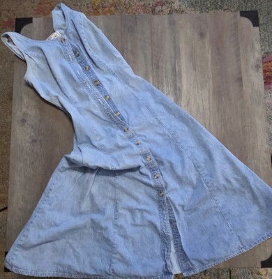 California Gold Rush Vtg Denim Sleeveless Button Up Dress Size 7 (Now Sz 2-4)