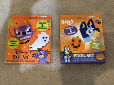 2 DISNEY PIXEL ART Heat  Fuse Melty Beads SETS, HALLOWEEN, BLUEY  STITCH