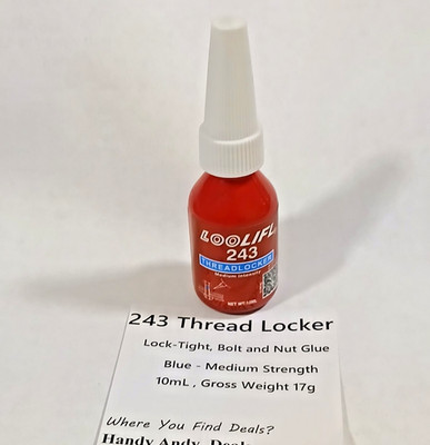 243 Thread Locker 10mL, Blue 243 Lock-Tight, Bolt/Nut Glue, Medium Strength 10mL