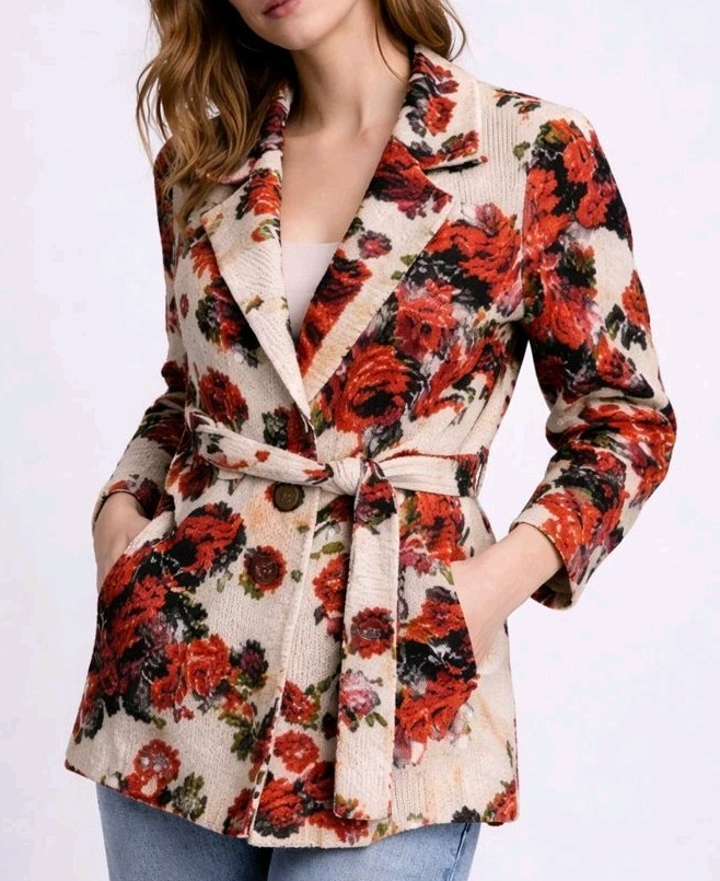 Anthropologie Miss Rosie Cardigan Womens S Floral Sleeping On Snow Wool Blend
