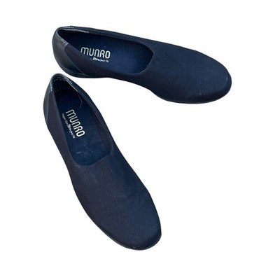 Munro Black Traveler Microfiber Stretch Comfort Slip on Flats Size 7 M