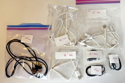 Lot 12 Various Length Micro-USB cables - 42 - 34 - 16 - 15 - 13 - 12 - 10 inches