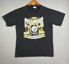 Vintage Y2K 2002 Pittsburgh Steelers Division Champs Jerome Bettis Roster Tee L
