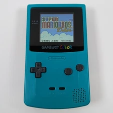 Nintendo Game Boy Color Console GBC System Teal - Backlit IPS Screen Mod - MINT!