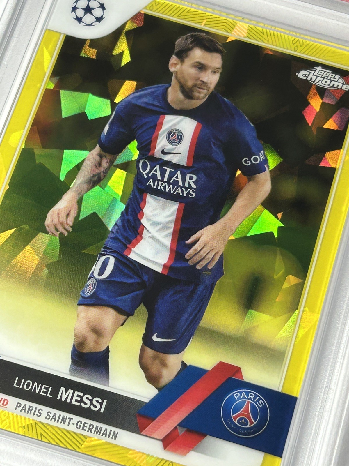 2022-23 Topps Sapphire Lionel Messi Yellow /99 UCC Chrome PSA 9 #1 Ice  view 2