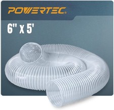 POWERTEC 5 x 10' Dust Collection Hose, 5 Inch Flexible PVC Hose for Woodworking