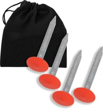 Survey Marker 4-Pack – Non-Obtrusive Stakes w/ Orange Caps + Canvas Storage Bag