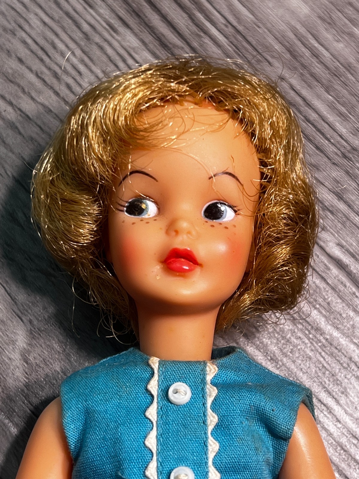Vintage Ideal Pos’n Pepper Doll • Blonde • Blue Romper + Extra Outfits • 1960s