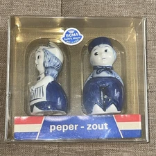 Dutch Boy And Girl Salt And Pepper Shakers NIB BOMA Delft Blue Holland 
