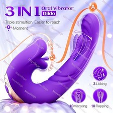 Rose Flapping Vibrator G-Spot Dildo Oral Clit Licking Tongue Sex Toys For Women