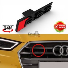 Stemma Griglia Logo RS3 Nero Lucido per Audi A3 S-Line anteriore sigla auto
