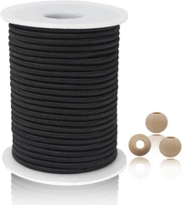 1/8 Inch Black Elastic Cord String for Sewing 23 Yards 3Mm round Elastic Rope Co
