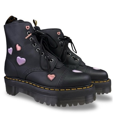Dr Martens Jadon Sinclair Heart Platform Boots Black Womens 8 Leather