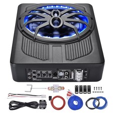 10" 800W Slim Under-Seat Subwoofer Powered Car Truck Sub w/ Amp Kit Speaker