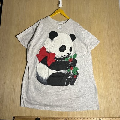 Vintage 80s Milaca T-Shirt Men's One Size Gray Panda Graphic Short Sleeve