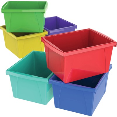 Storage Bin, Single Unit, 10 x 12 5/8 x 7 3/4, 4 Gallon, Assorted Color, Plas...
