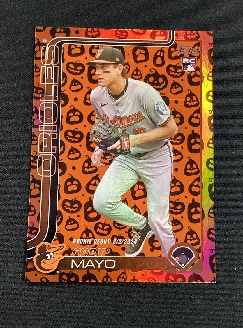2025 Topps Update Coby Mayo RC Rookie Debut Jack O Lantern Foil #282 Baltimore