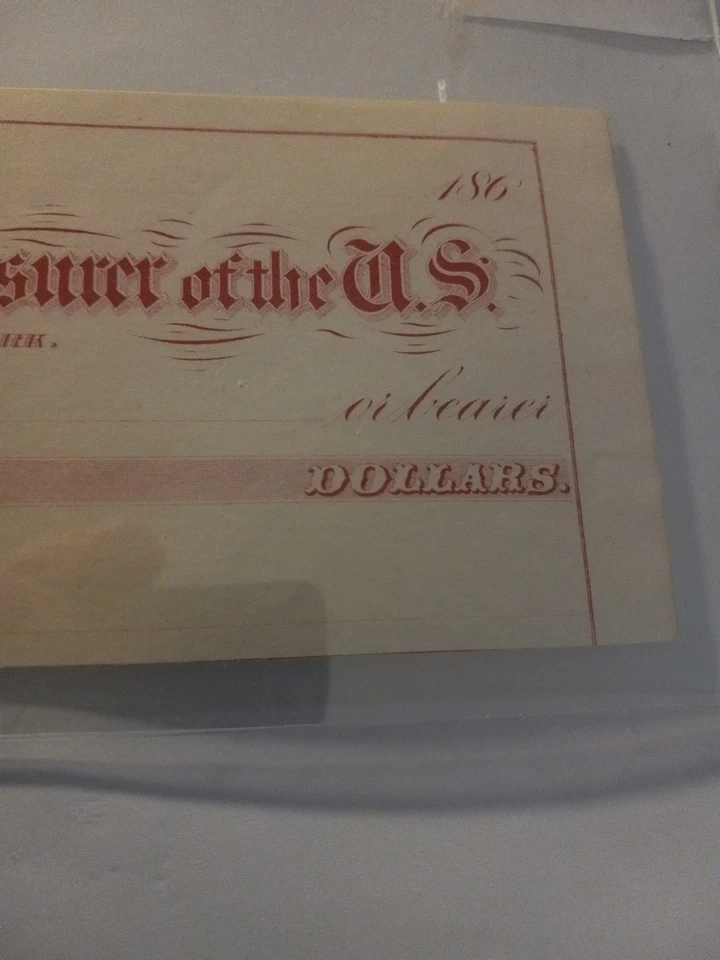 BILLETE SLING RARO VINTAGE AÑOS 1860 TESORERO DE LOS ESTADOS UNIDOS, NUEVA YORK Foto 3 de 4