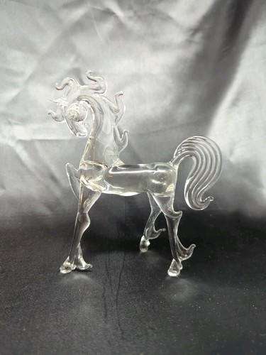 Clear Glass Horse Figurine Prancing Horse Figure Animal Equestrian New - Picture 3 of 5