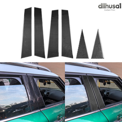 6x Real Carbon Fiber Exterior B-Pillar Port Cover For Mini Cooper Countryman F60