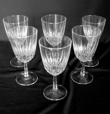 Cristal d Arques Diamant set of 6 wine water goblets 6 ¾ H Luminarc Crystal EUC