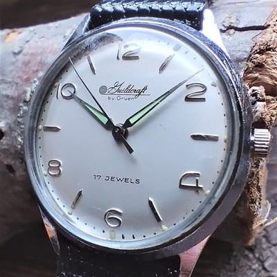 Gruen Guildcraft Vintage Herren Mechanische Handaufzug Schweizer Uhr 35mm #318