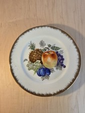 Vintage Fruit Pattern Gold Trim 10 1/4