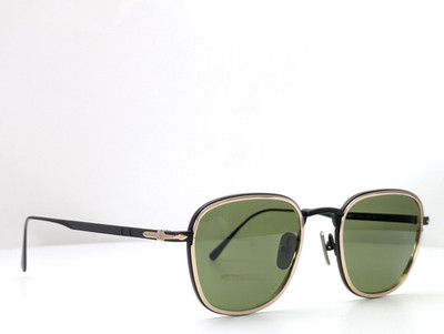 Persol Sunglasses PO5007ST 8008/4E Square Black Gold w/ Light Green Lenses 47mm