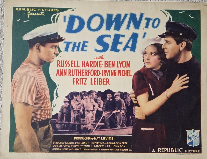 2 Vintage 11"x14" Lobby Cards - Down To The Sea - 1936 - Russell Hardie, Ann...
