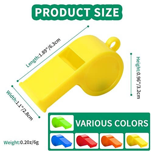 48Pcs Plastic Whistles, Sports Whistle Bulk with Lanyard, Super Loud Training - Picture 2 of 7