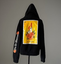 Vans x Dia De Muertos Hoodie Womens Sz L Boxy Graphic Sweatshirt Loteria Ofrenda