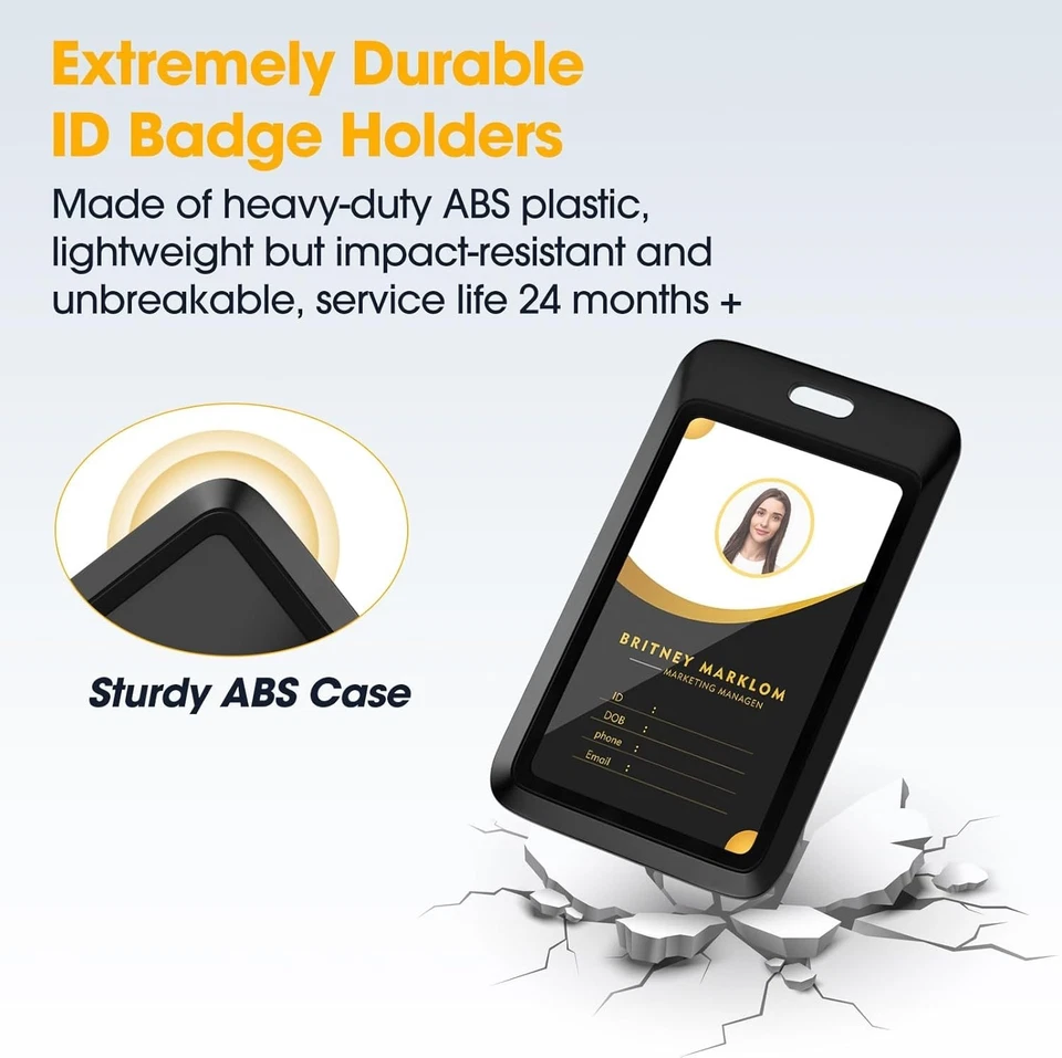 Paquete de 4 portatarjetas de identificación deslizantes, plástico ABS de alta resistencia para trabajo Foto 3 de 4