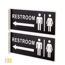 Double Sided Metal Restroom Sign, Aluminum Bathroom Sign for Home and Office,...