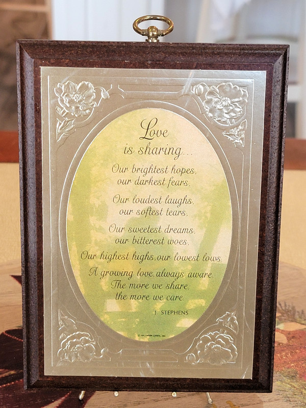 Vintage Hallmark Wood Plaque (Love is Sharing) Wall hanger