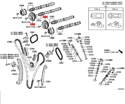 TOYOTA LEXUS RX270/350/450H GS200t IS250 350 Gear Camshaft Timing
