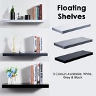High Gloss Floating Display Shelves Wall Mounted Hidden Bracket Shelf In 5 Sizes