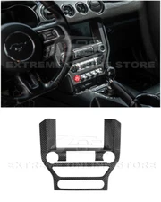 For 15-23 Ford Mustang Interior CARBON FIBER Center AC Radio Control Panel Cover