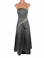 Cache Vintage Black Beaded Formal Prom Ball Gown Y2K 90s Dress Size 2 Corset