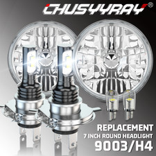 For MG MGB GT 1966-1980 Pair 7Inch Round LED Headlights H4 High-Low Beam Lamps