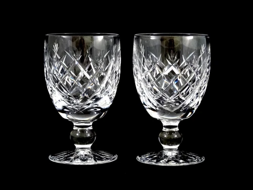 2 Vintage Waterford Crystal Donegal Water Goblets Glasses Mint!