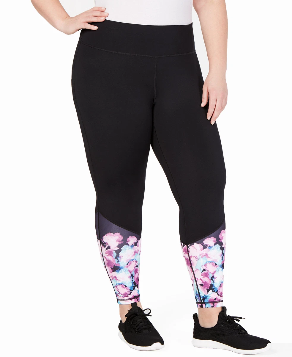 Ideology Women's Plus Size Floral Ankle Leggings (1X, Spring Floral)