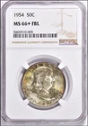 1954 NGC MS66+FBL Franklin Half Dollar 50C, PCGS $1,350