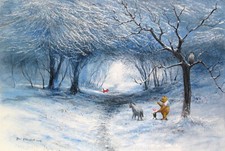 Winnie the Pooh Disney Fine Art Peter Ellenshaw Ltd Ed 395 Winter Walk