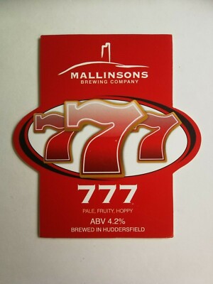 MALLINSONS Brauerei 777 Real Ale Bier Pumpe Clip Abzeichen Yorks Obstautomat Thema