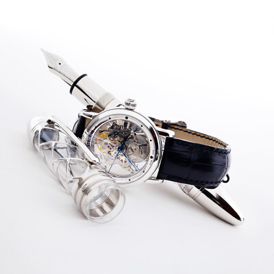 Montblanc Skeleton 333 Demonstrator Fountain Pen & Watch - MATCHING # Set (RARE)