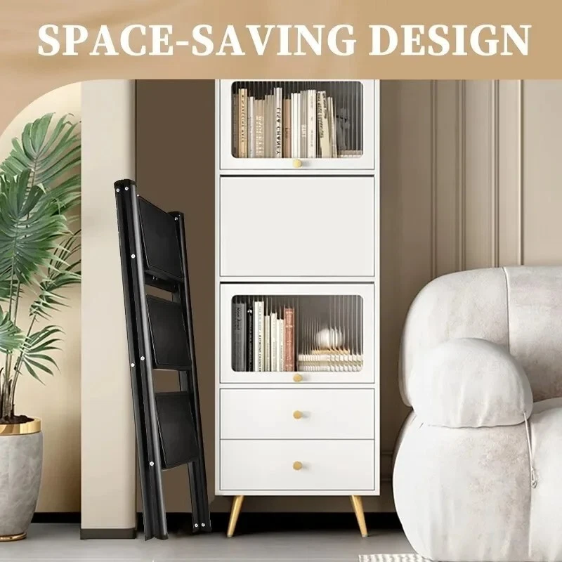 Ladder Folding Stool, Step Stool, Closet Ladder with Anti-Slip Wide Pedals - Image 3 of 4