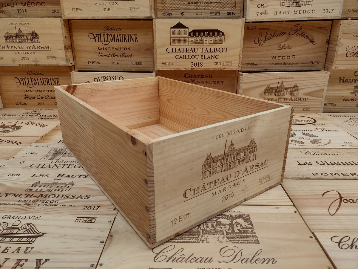 Wooden Wine Box Crate ~ 12 bottle ~ French Genuine Storage Drawer